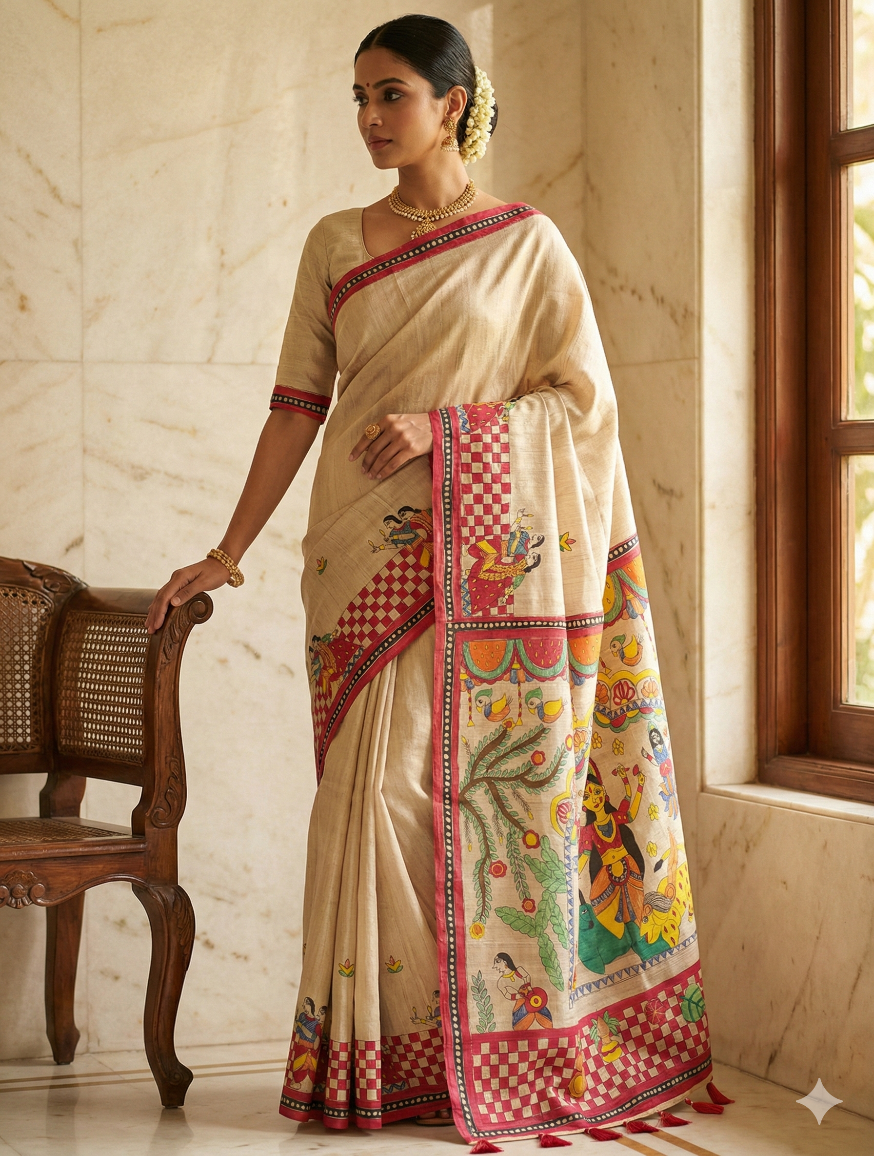 Shakti Sootra Madhubani Tussar Silk Saree