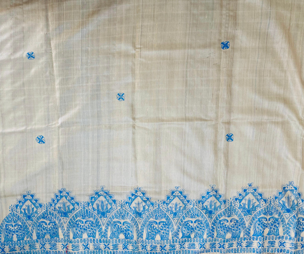 Neel Vasudha Madhubani Tussar Silk Saree