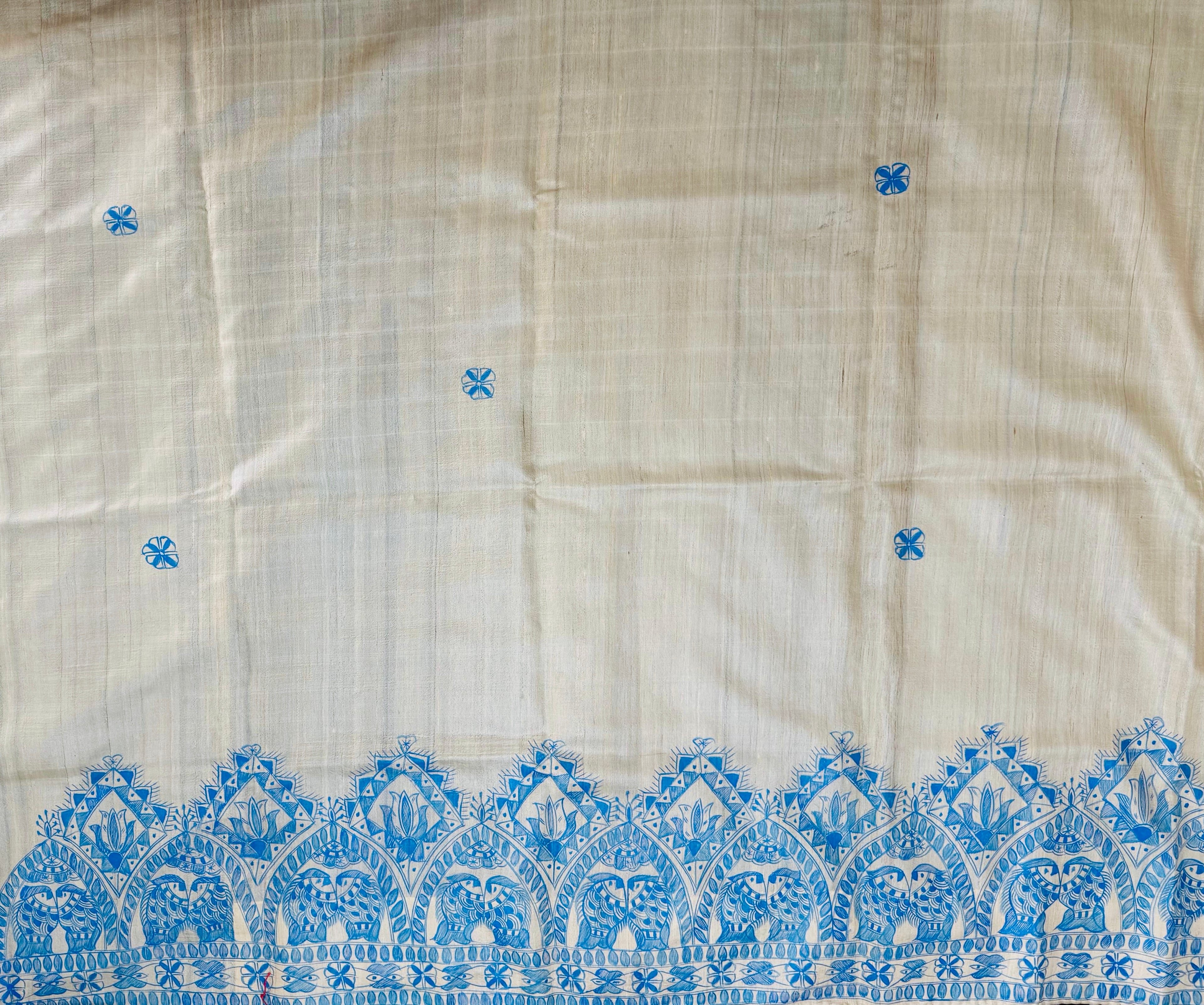 Neel Vasudha Madhubani Tussar Silk Saree