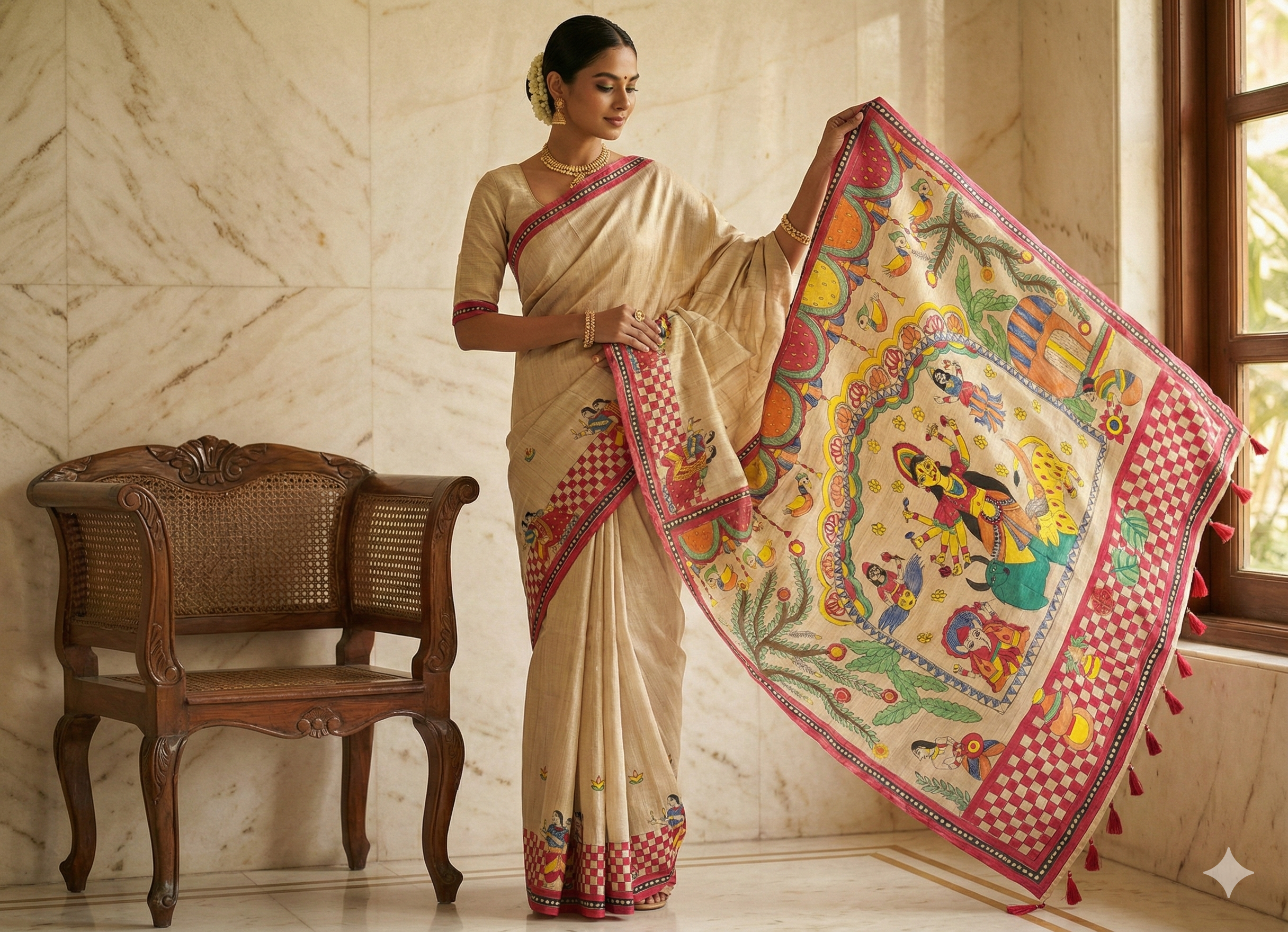 Shakti Sootra Madhubani Tussar Silk Saree