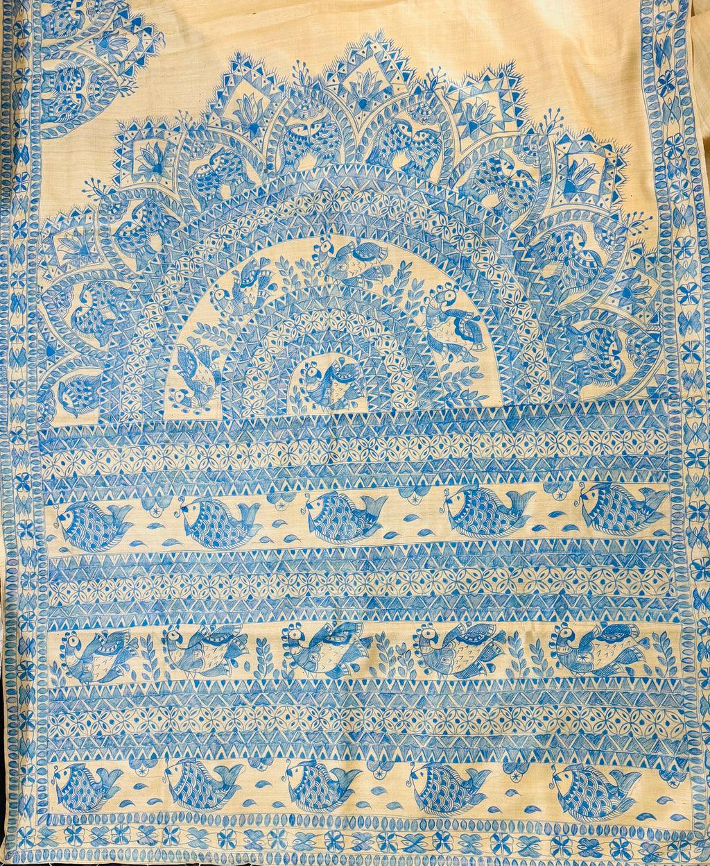 Neel Vasudha Madhubani Tussar Silk Saree