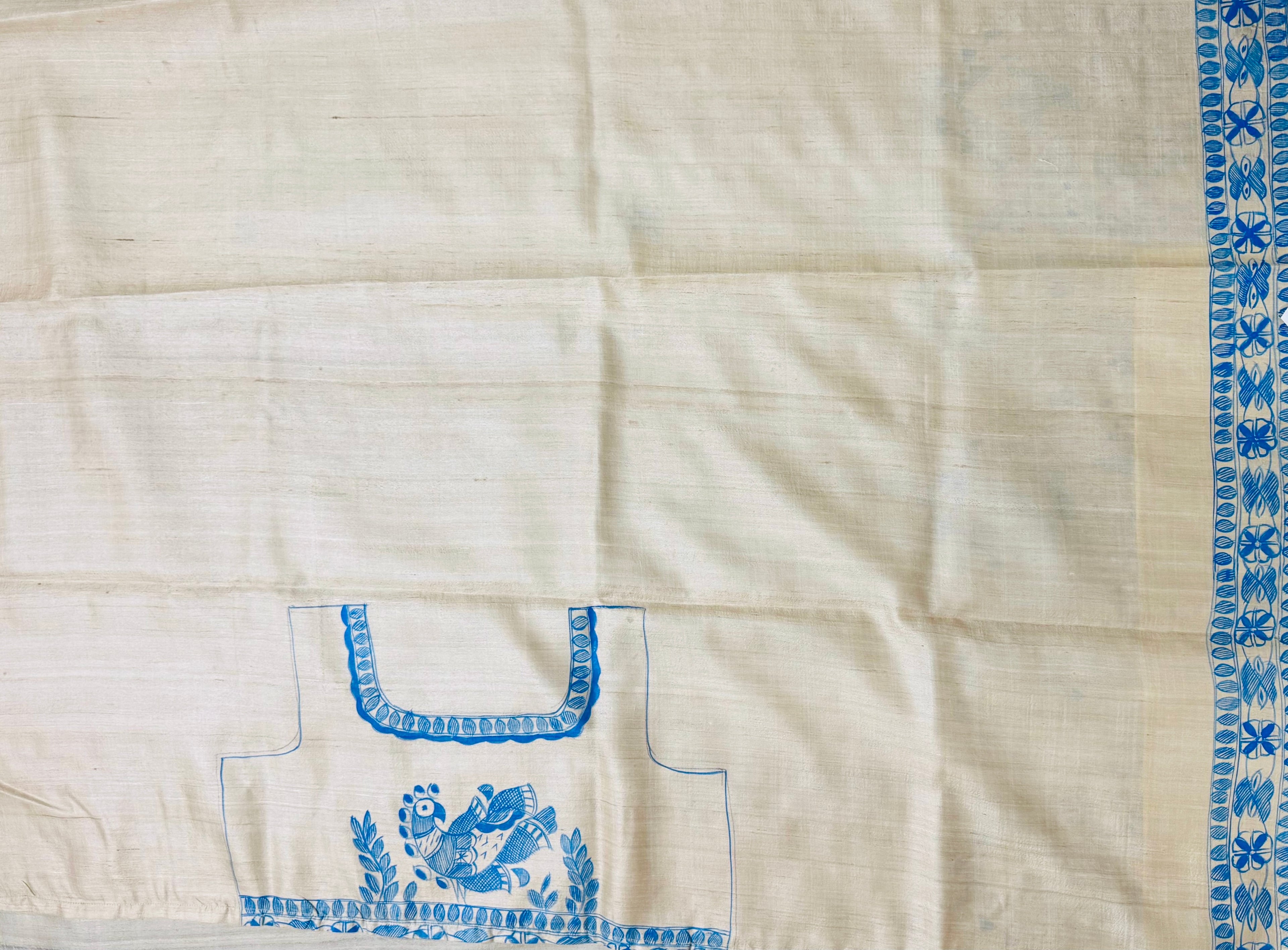 Neel Vasudha Madhubani Tussar Silk Saree