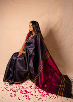 Shyama Dark Blue & Purple Tussar Gheecha Silk Saree