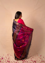 Shyama Dark Blue & Purple Tussar Gheecha Silk Saree