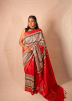 Lohita Red & Black Gheecha Silk Saree