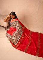 Lohita Red & Black Gheecha Silk Saree
