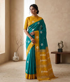 Basantika Green Yellow Gheecha Silk Saree