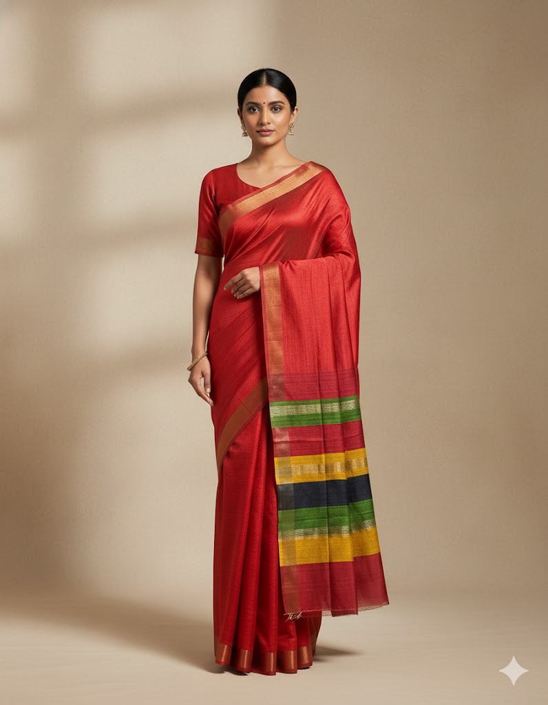 Rudrani Red Pure Gheecha Silk Saree