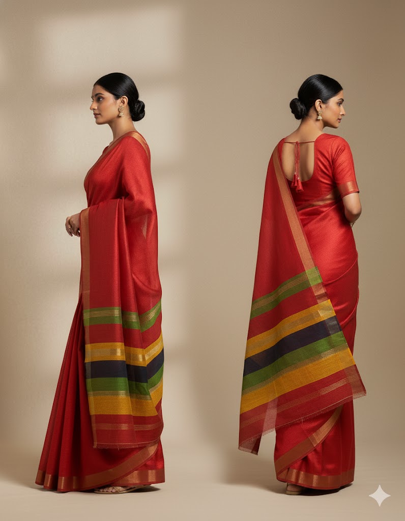 Rudrani Red Pure Gheecha Silk Saree