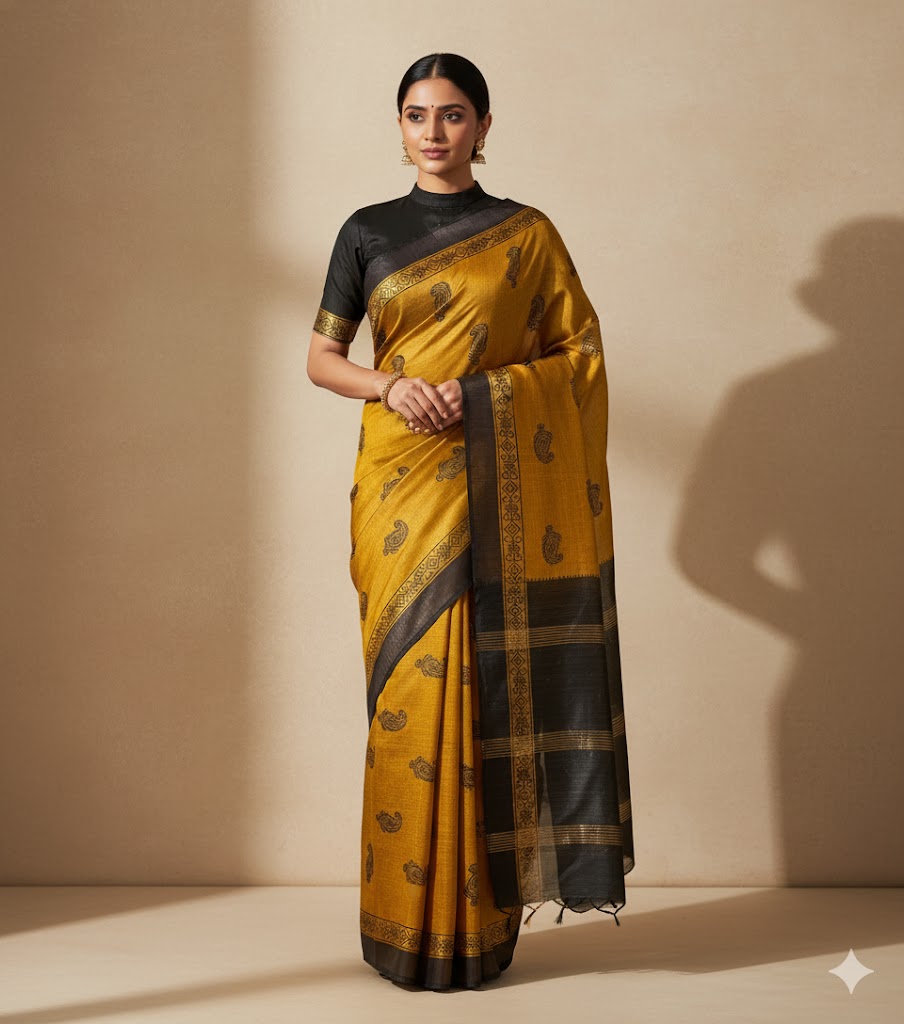 Haldi Kajal Gheecha Silk Saree
