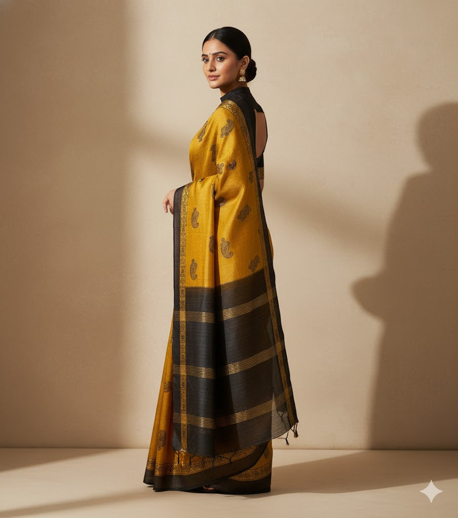 Haldi Kajal Gheecha Silk Saree