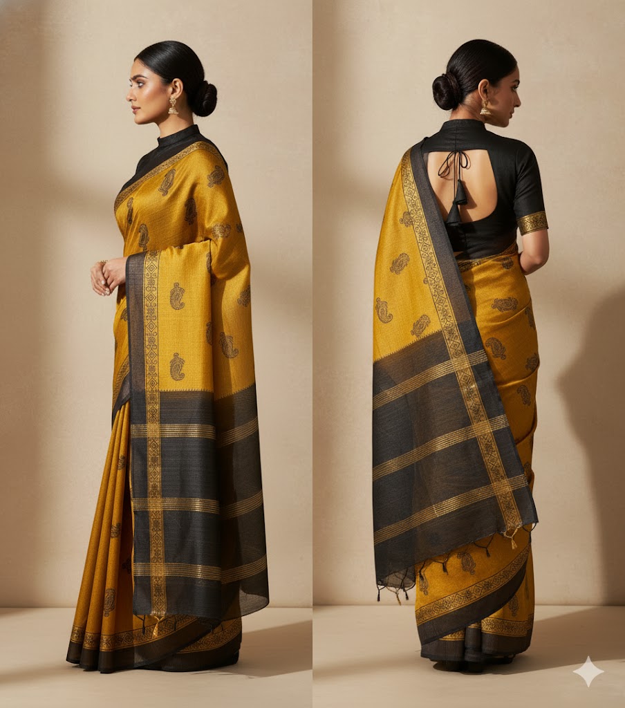 Haldi Kajal Gheecha Silk Saree