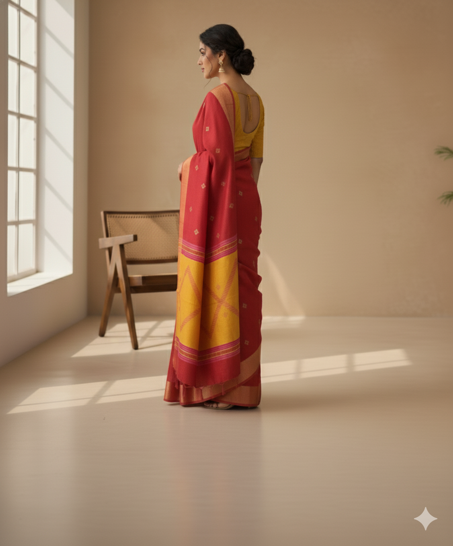 Raktabindu Gheecha Tussar Silk Saree