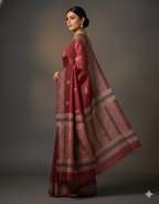 Kumkum Red Pure Tussar Silk Saree